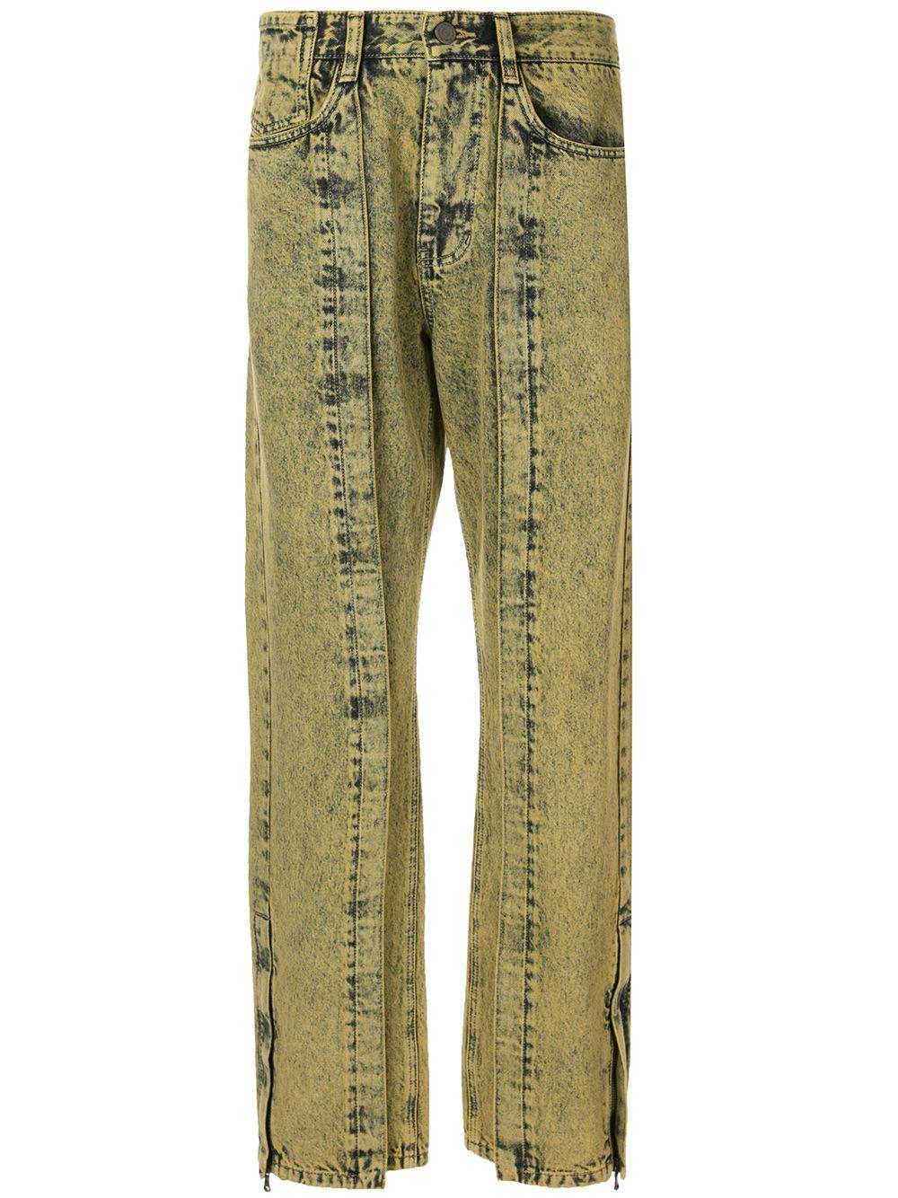WOOYOUNGMI Faded Wash Jeans in Yellow for Men | Lyst