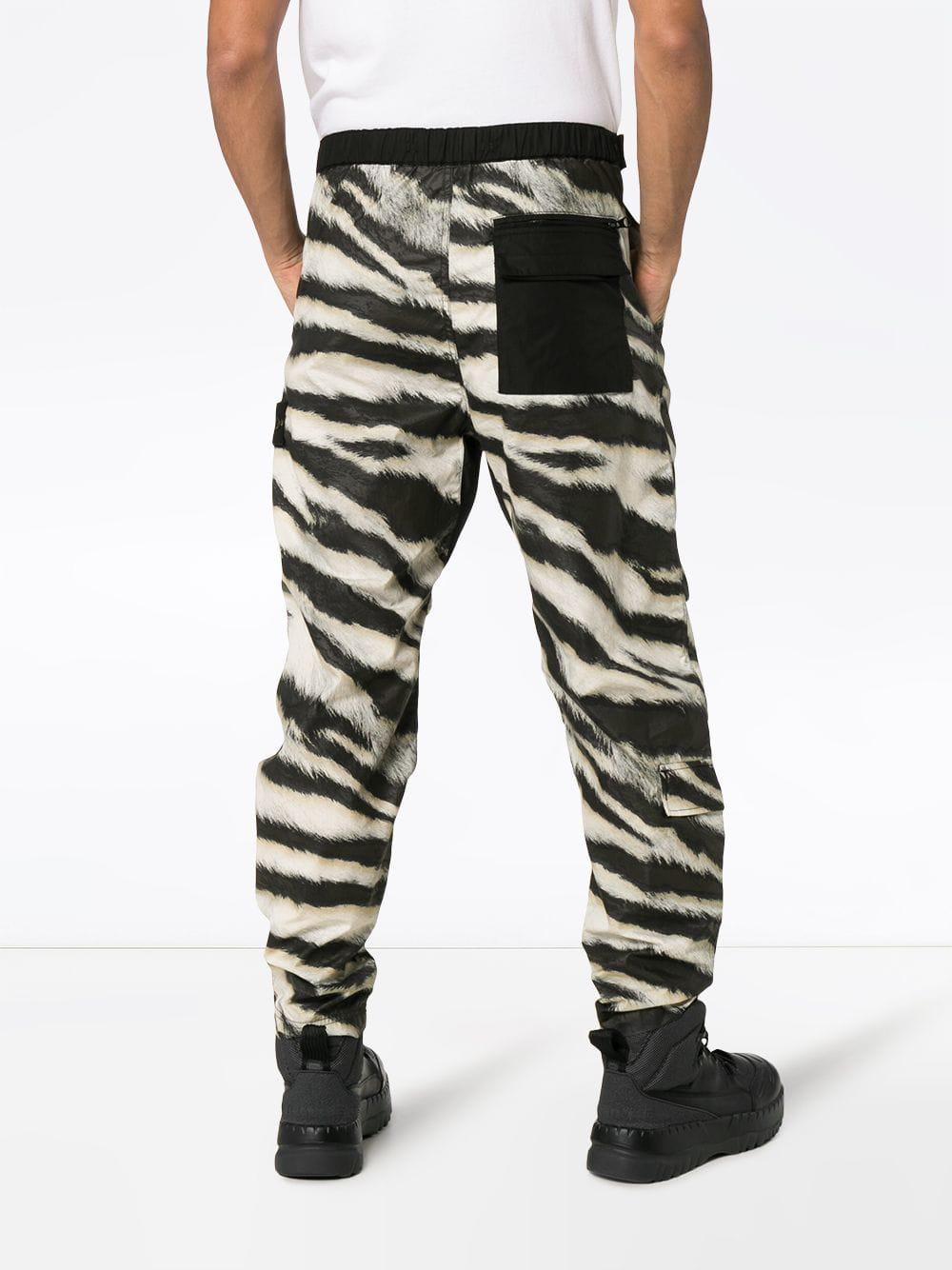 Stone Island Cotton Zebra Print Track Pants in Black for Men - Lyst