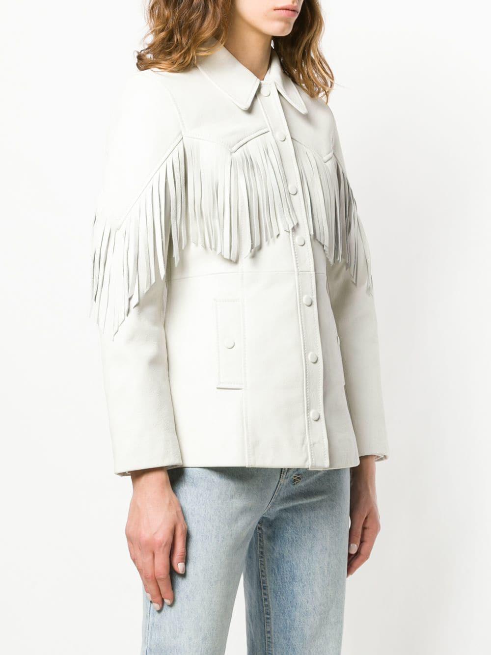 ganni white fringe jacket