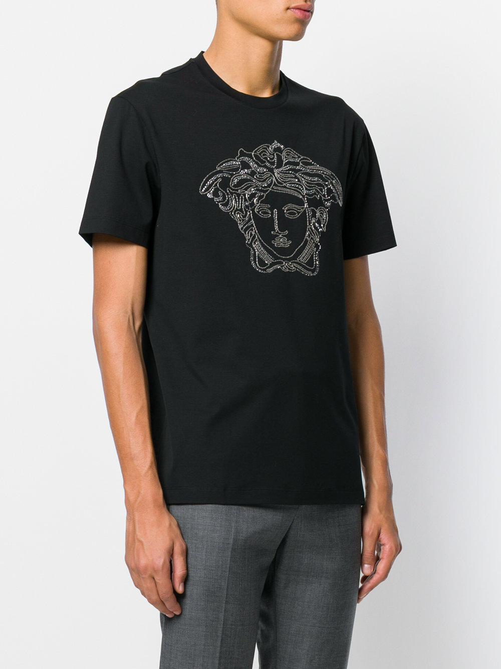 Versace Cotton Medusa Crystal-embellished T-shirt in Black for Men ...