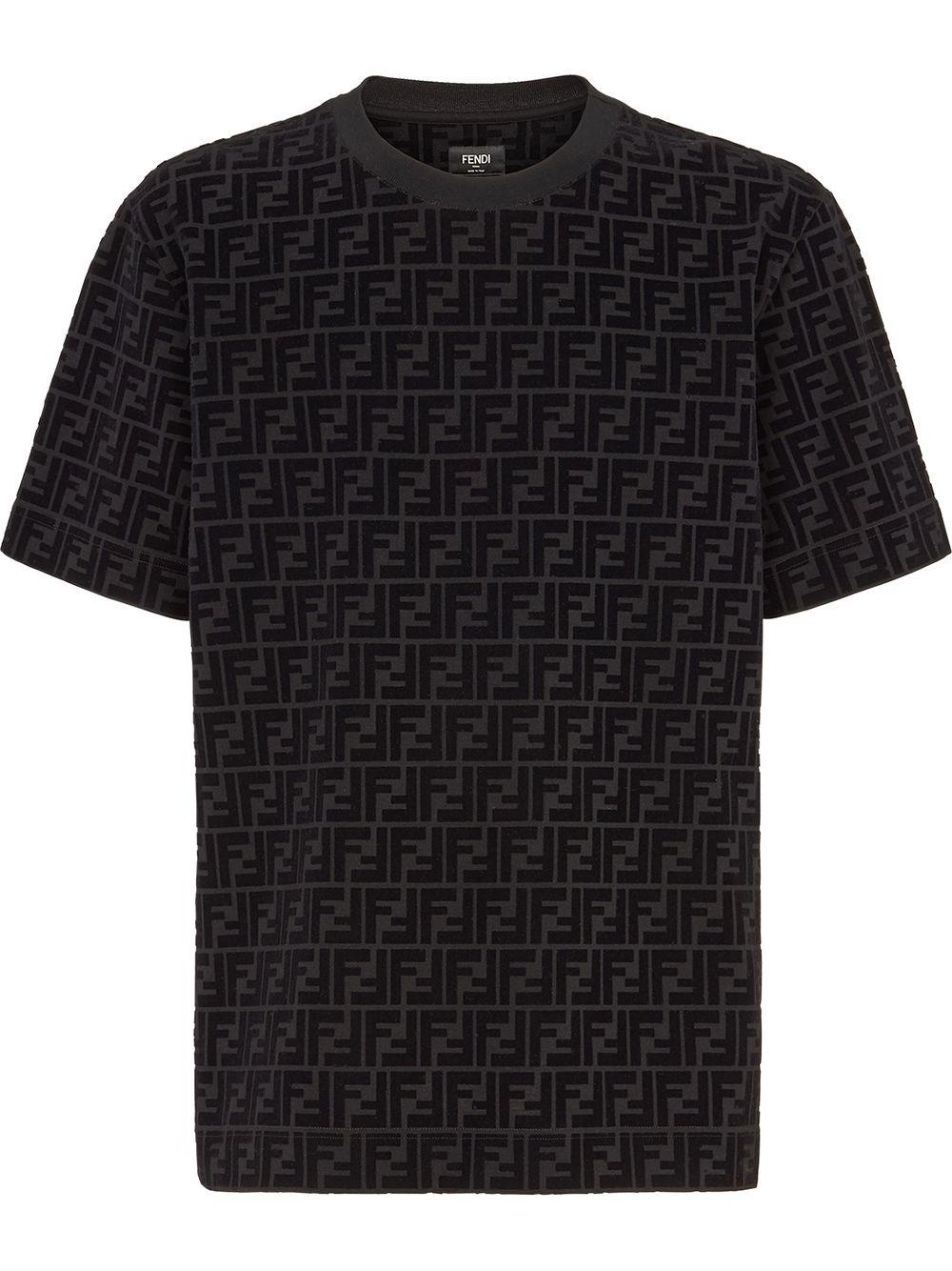 Fendi Ff Logo Flocked T-shirt in Black for Men - Save 33% | Lyst