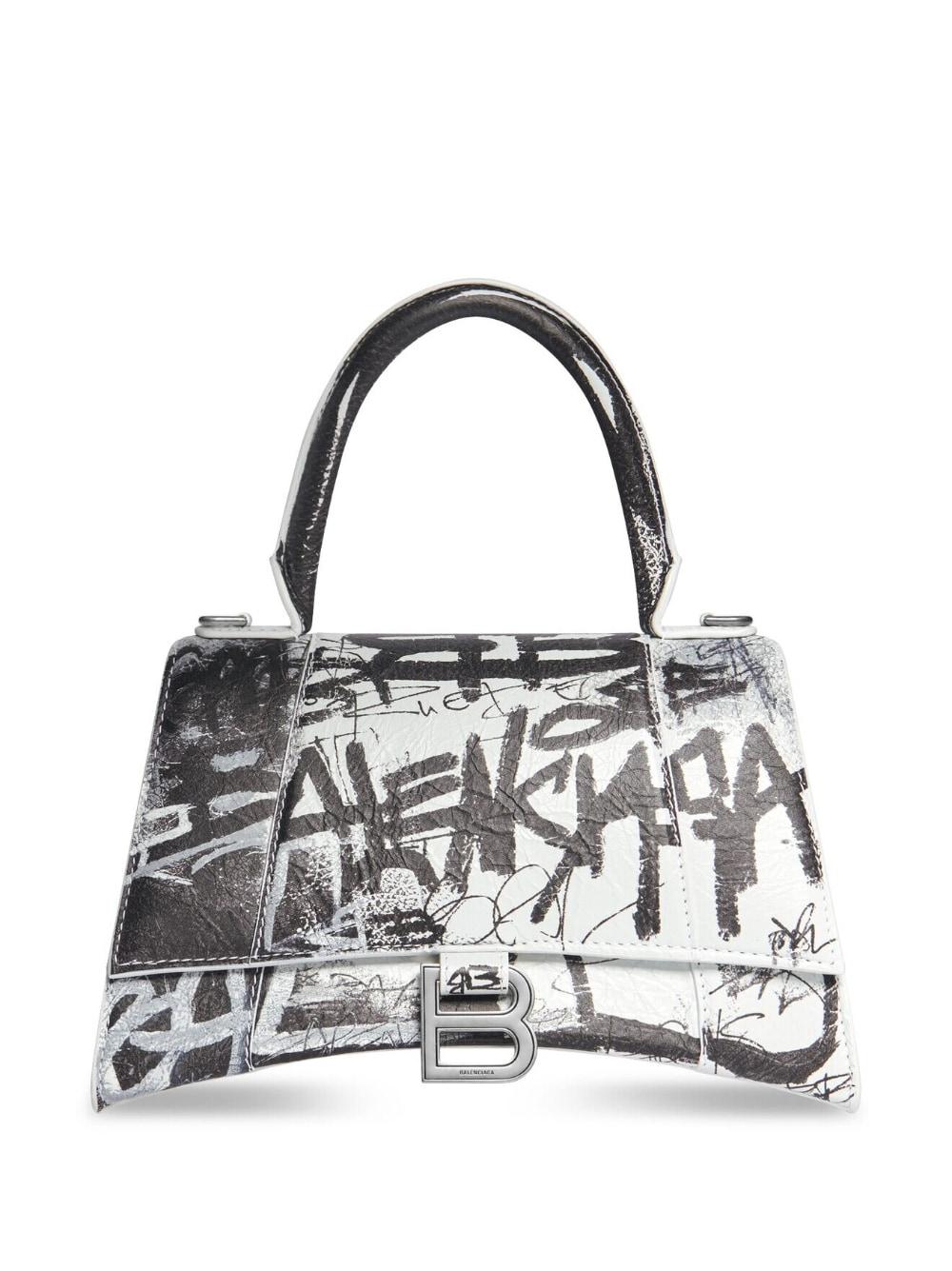 Balenciaga Graffiti-print Leather Shoulder Bag in White | Lyst