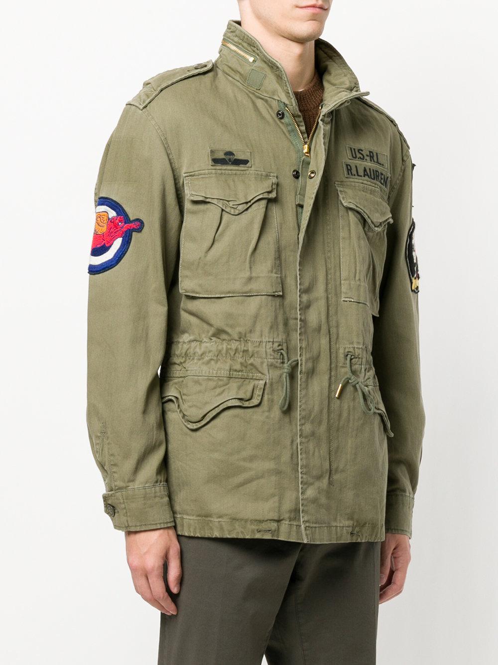 Polo Lauren Patch Appliqué Military Jacket in Green for Men | Lyst