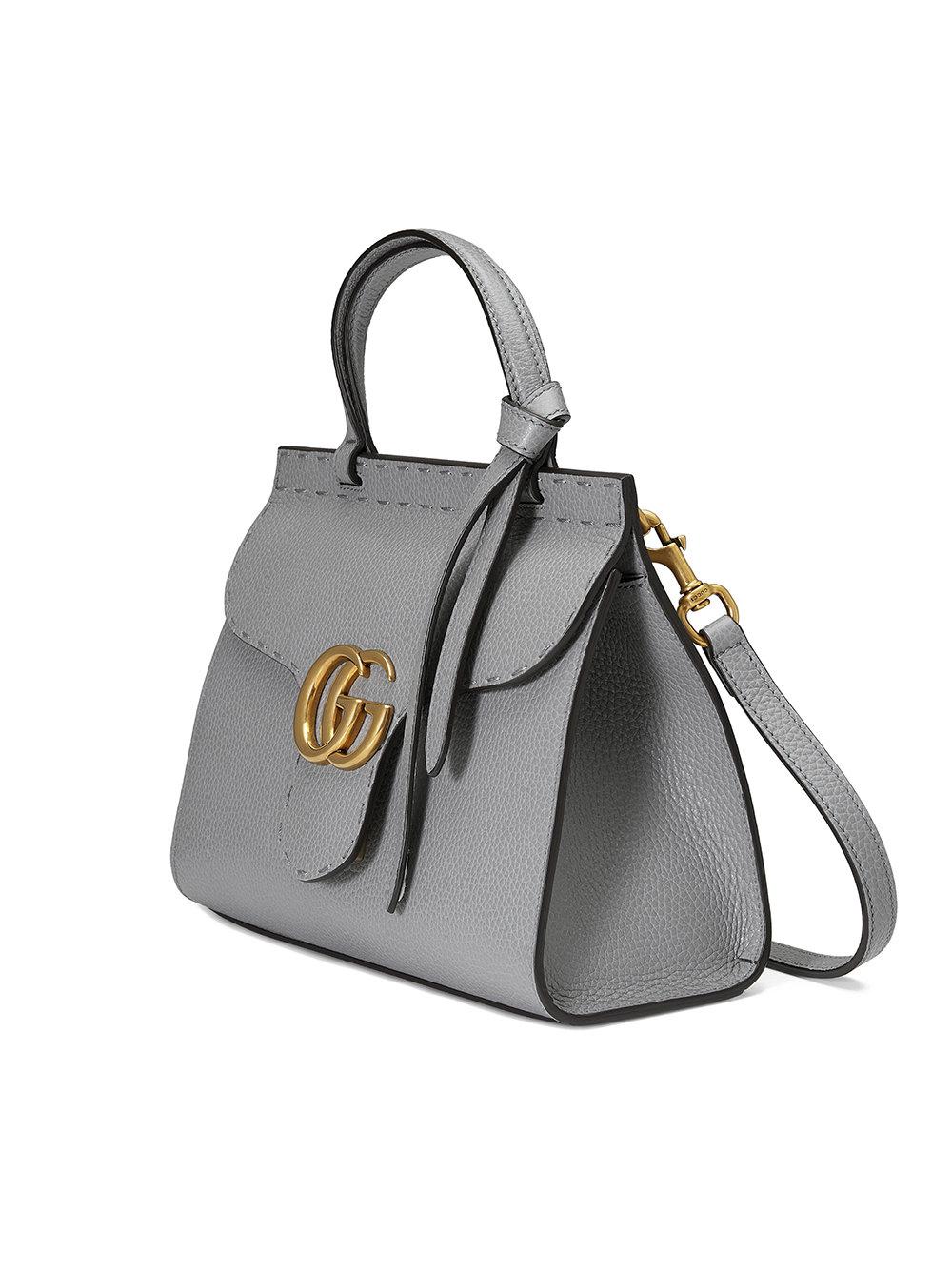 Gucci Gg Marmont Leather Top Handle Mini Bag in Grey | Lyst Canada