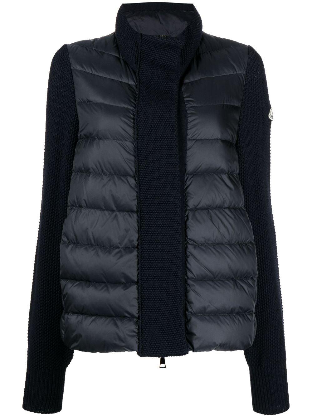 Moncler High neck Padded Knitted Jacket in Black Lyst