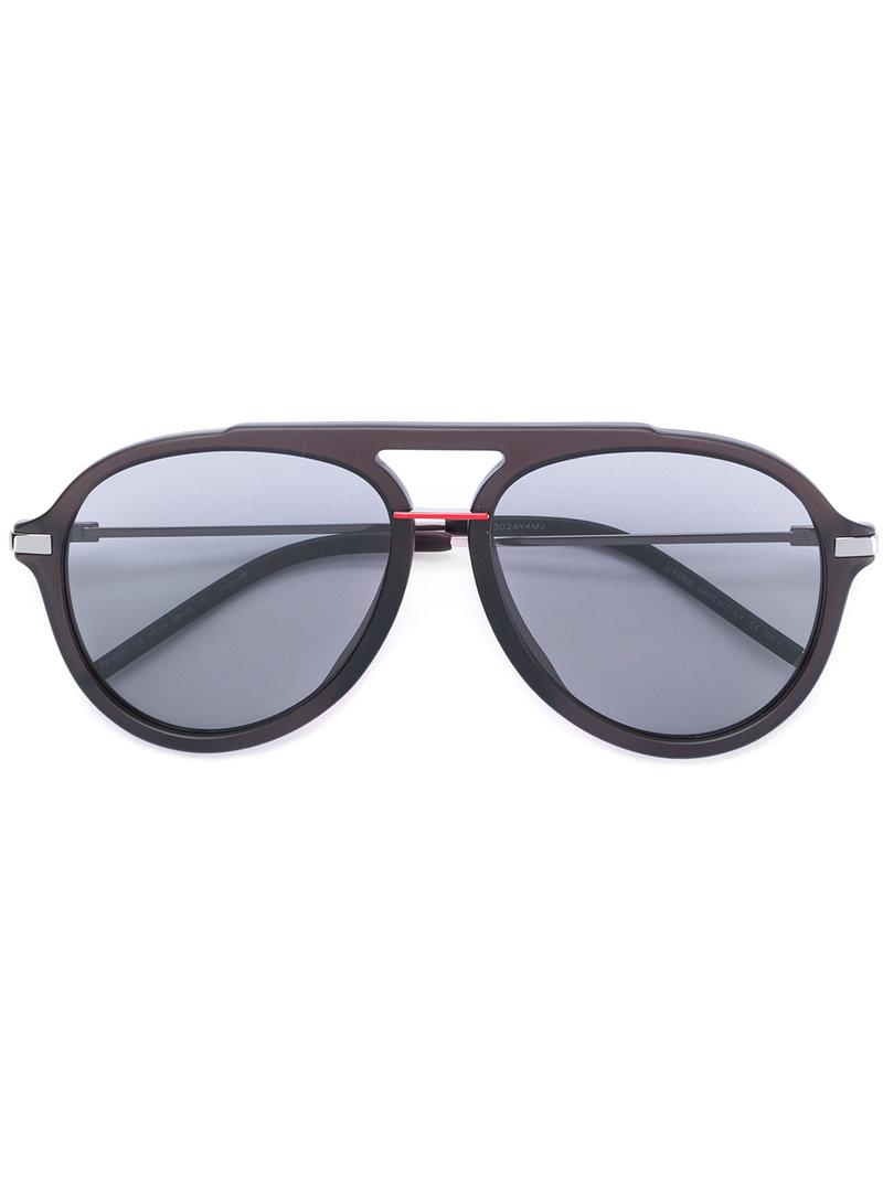 Fendi Thick Frame Aviator Sunglasses in Gray for Men Lyst