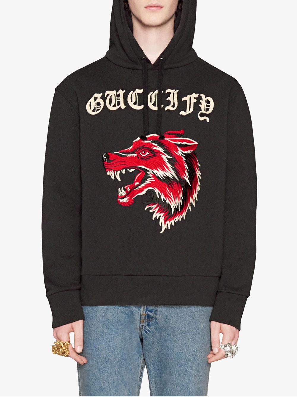 Gucci Fy Cotton Sweatshirt With Wolf in Black for Men | Lyst
