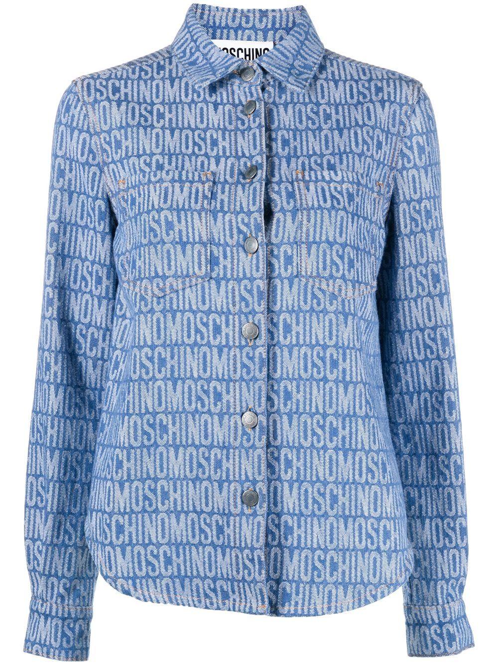 Frank Winst Activeren Moschino Monogram-print Denim Shirt in Blue | Lyst