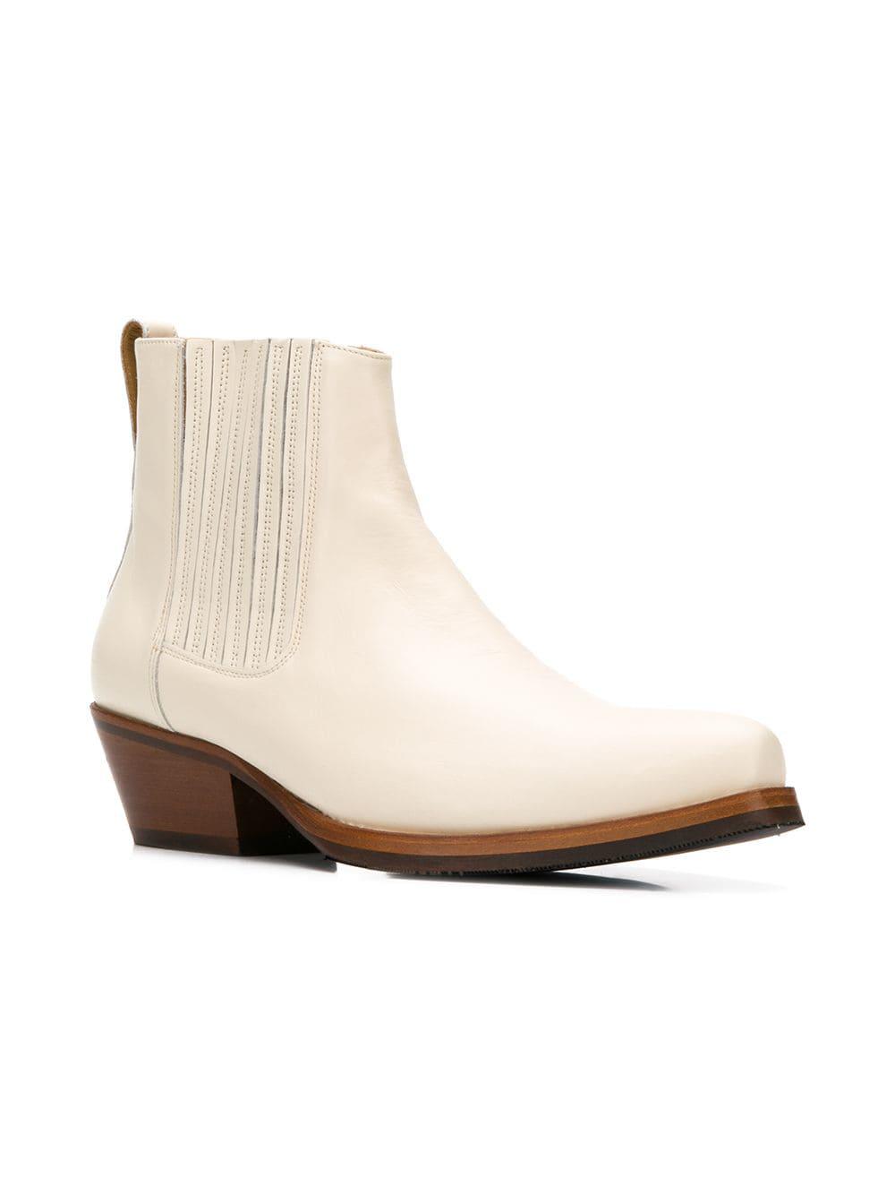 Our Legacy Leather Cuban Heel Ankle Boots in White for Men | Lyst