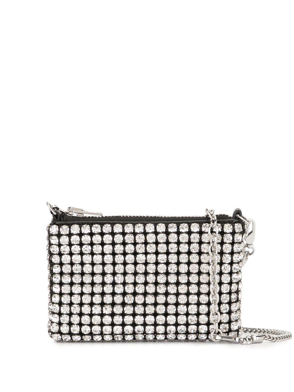 Alexander Wang Leather Wangloc Rhinestone Mini Bag in Silver (Metallic