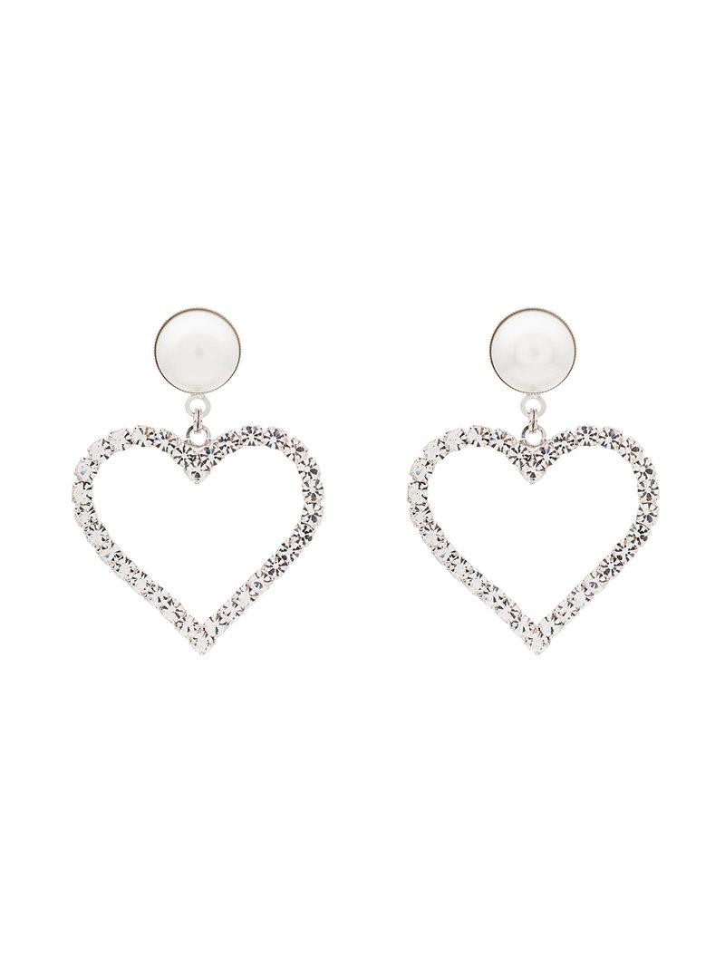 Alessandra rich crystal heart earrings deals with pearl clip