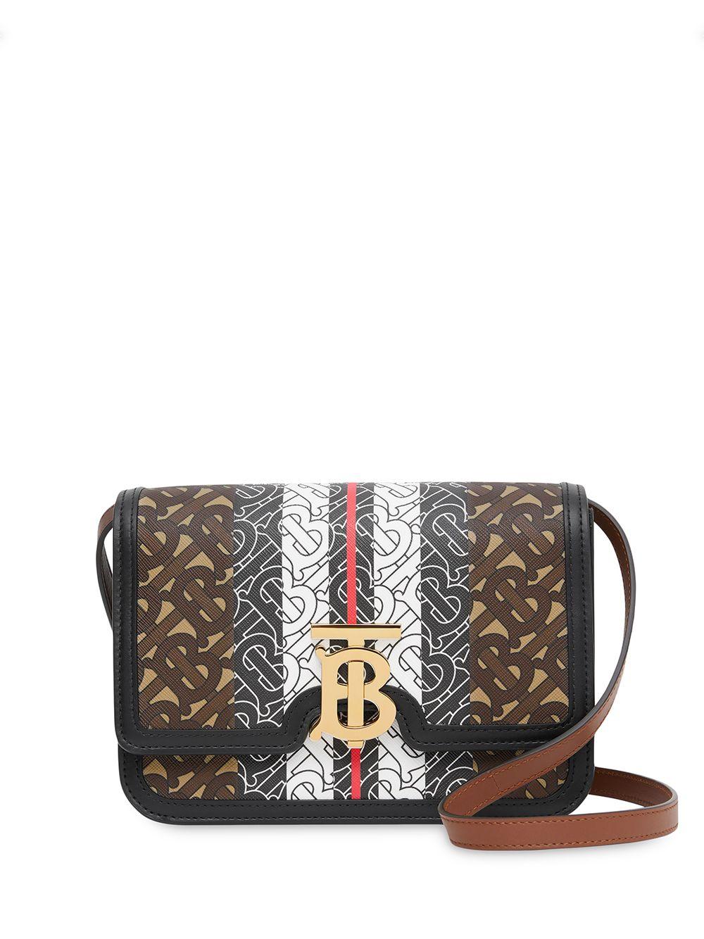 Burberry Canvas Small Monogram Stripe Tb Shoulder Bag in Brown - Lyst