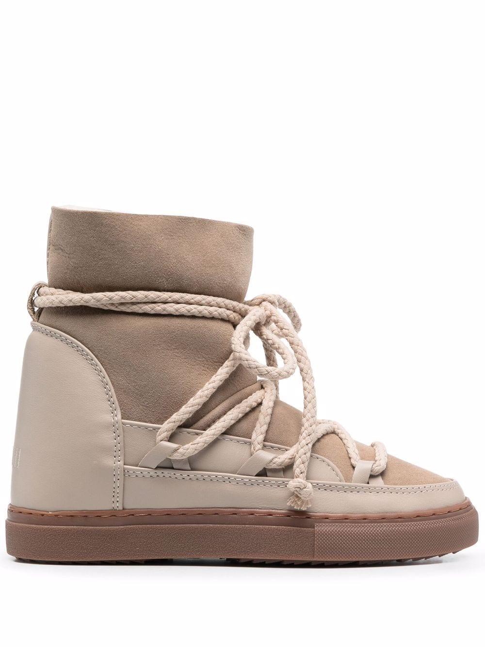 shearling lace up boots