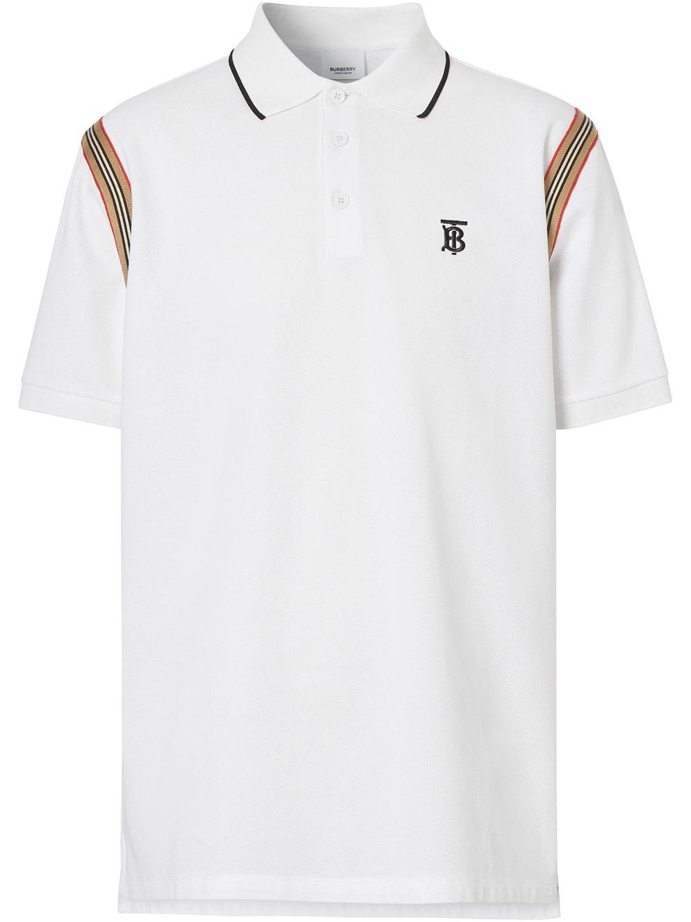 Burberry Cotton Icon Stripe Trimmed Polo Shirt in White for Men - Save ...
