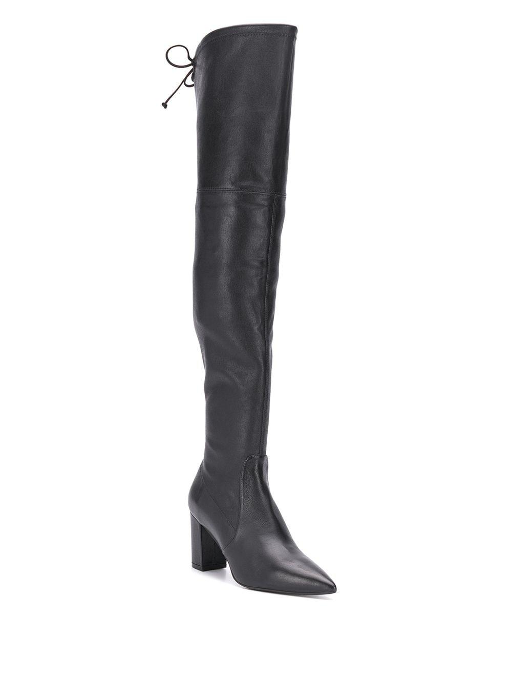 Stuart Weitzman Leather Lesley 75 Knee-high Boots in Black - Lyst