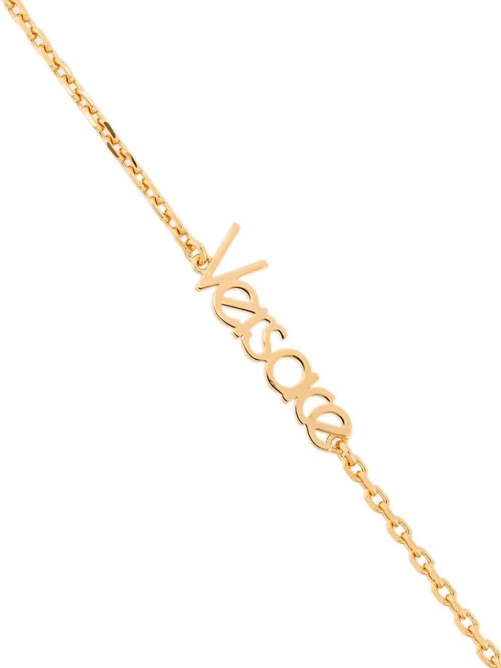 Versace Dainty Logo Necklace in Metallic - Lyst