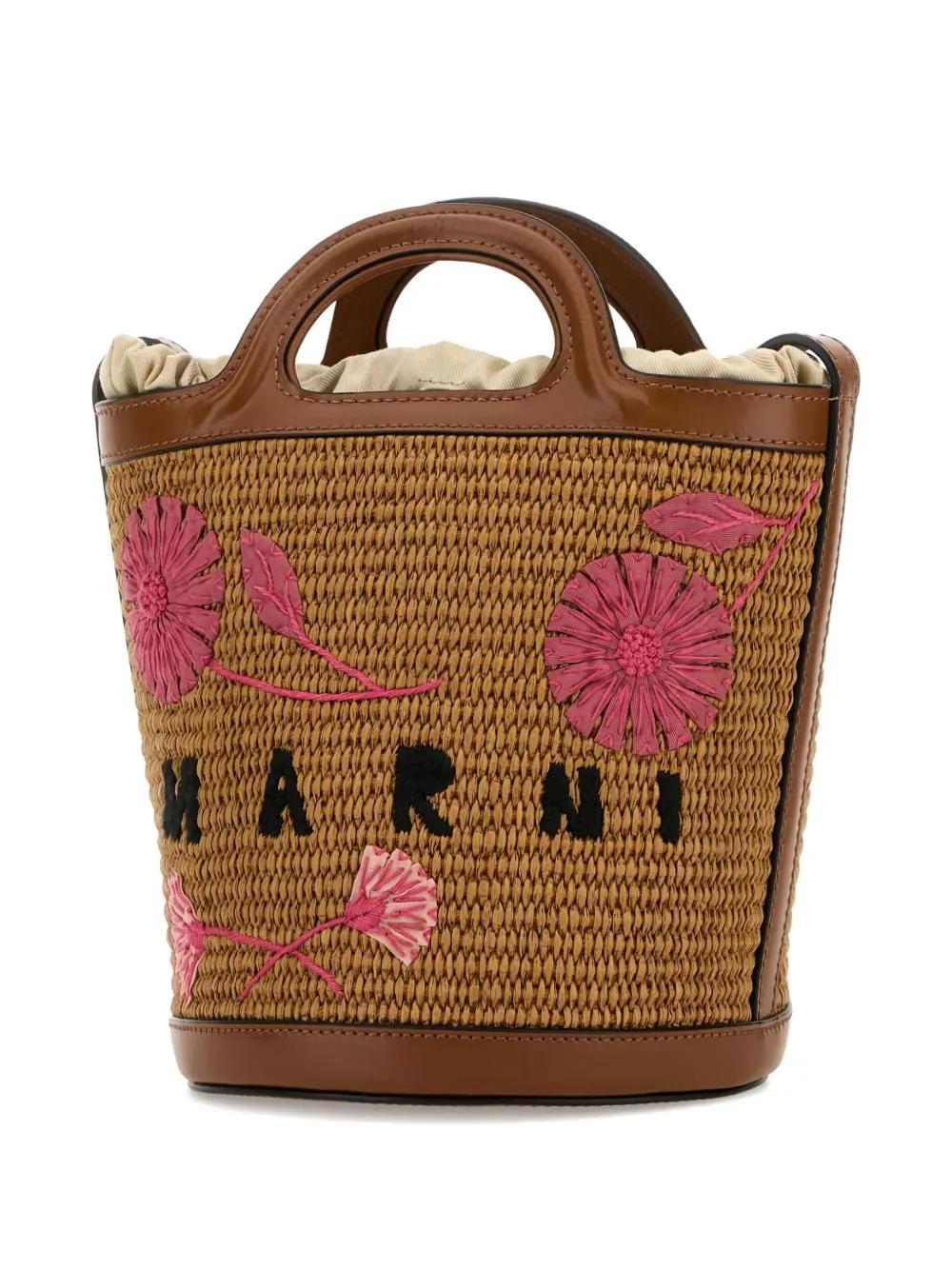 【関税&送料込】Marni Denim Bucket Bag Marni Micro Tropicalia Logo Embroidered Denim Bucket Bag