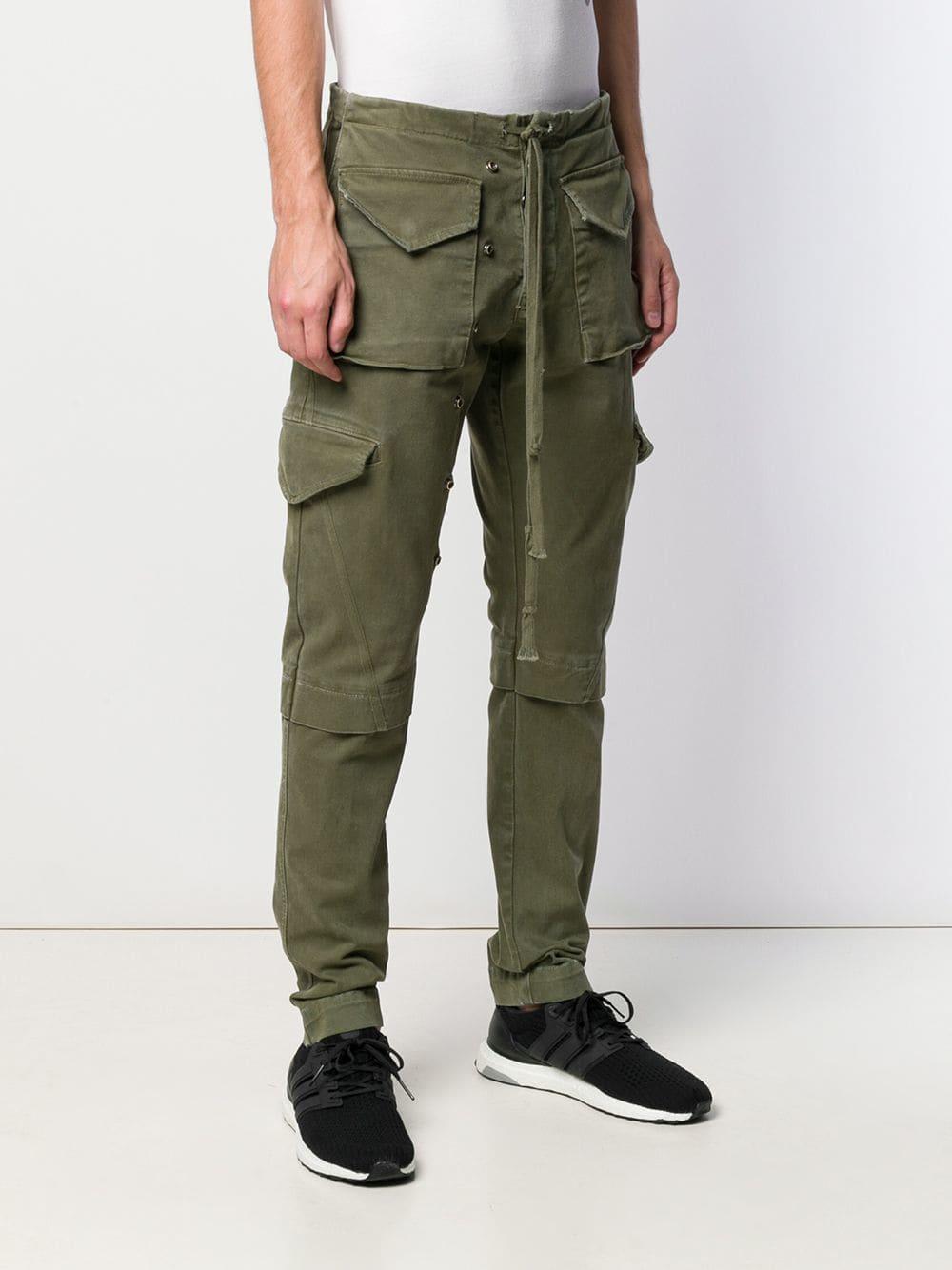 Greg Lauren Cargo Army Trousers in Green for Men