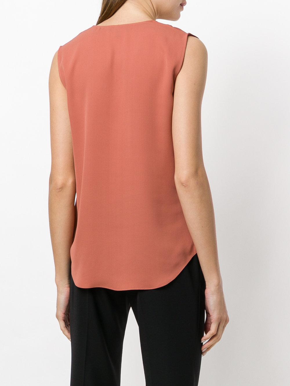 Theory Silk Vneck Tank Top in Brown Lyst