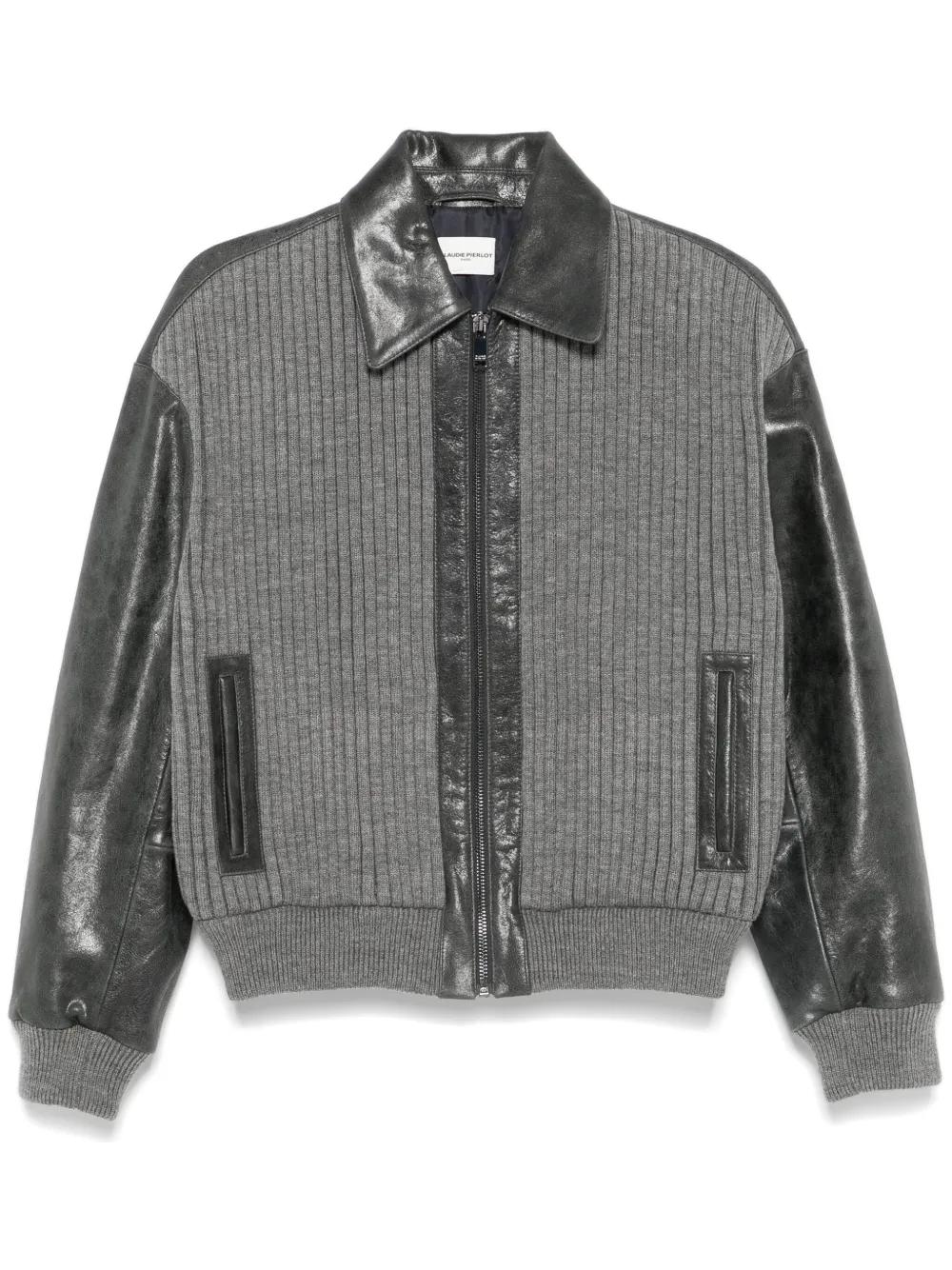 Claudie Pierlot Leather Bomber Jacket in Grey Lyst UK
