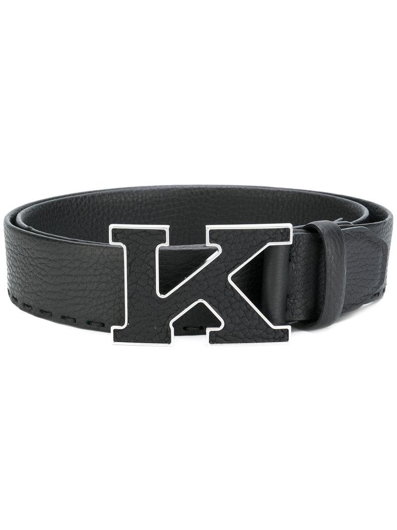 Kiton Leather Letter Monogram Belt in Black for Men - Lyst