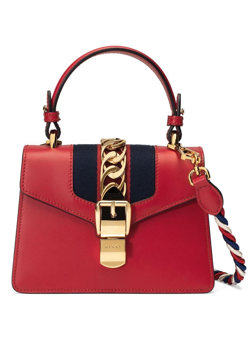 Mini sac Sylvie en cuir Cuir Gucci en coloris Rouge | Lyst