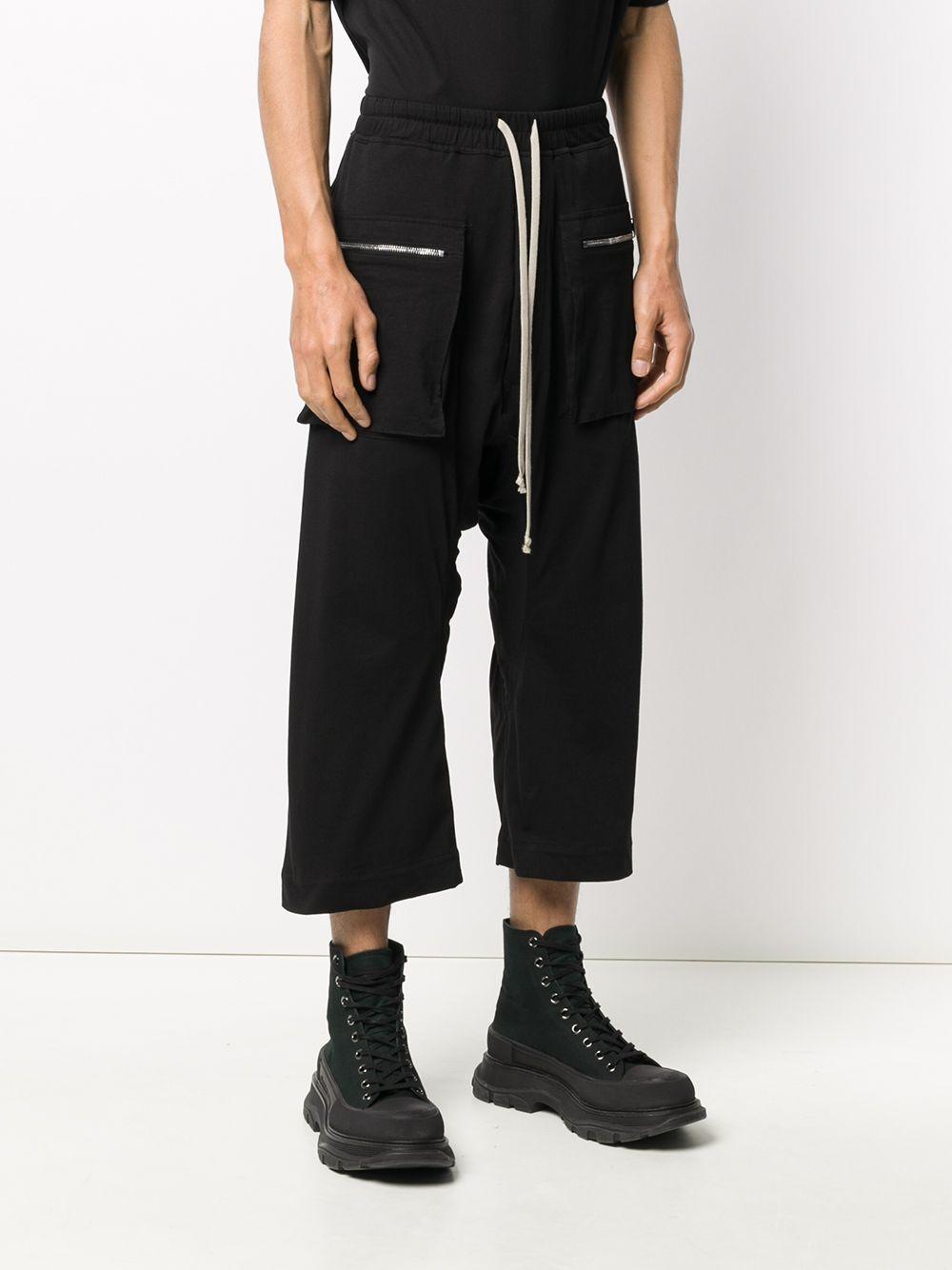 Rick Owens Drkshdw Cropped Cotton Cargo Trousers in Black for Men - Lyst