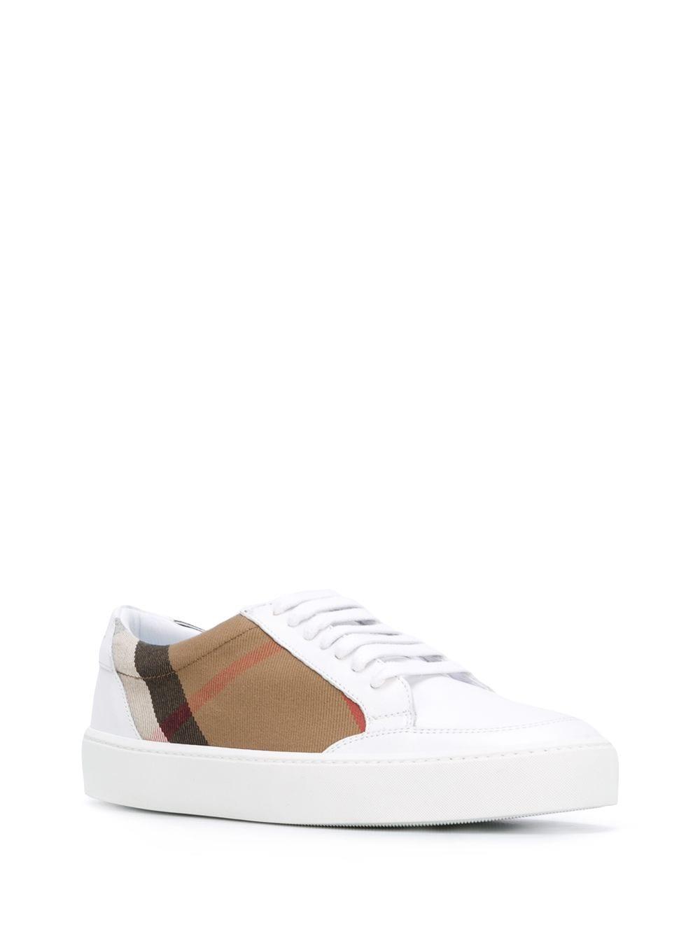 Burberry check detail leather sneakers Clearance