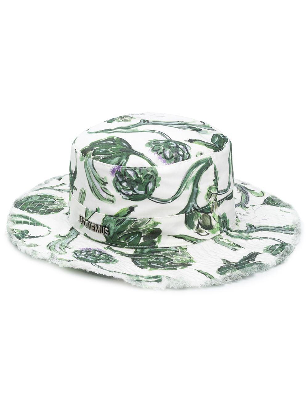 Jacquemus Cotton Artichoke Print Bucket Hat in White for Men - Lyst