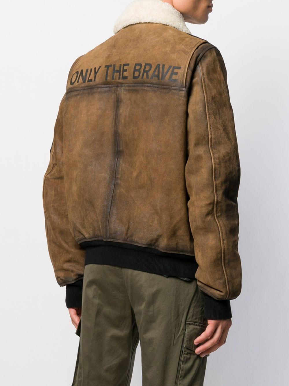 DIESEL Aviator Jacket In Crust Leather in Brown for Men | Lyst