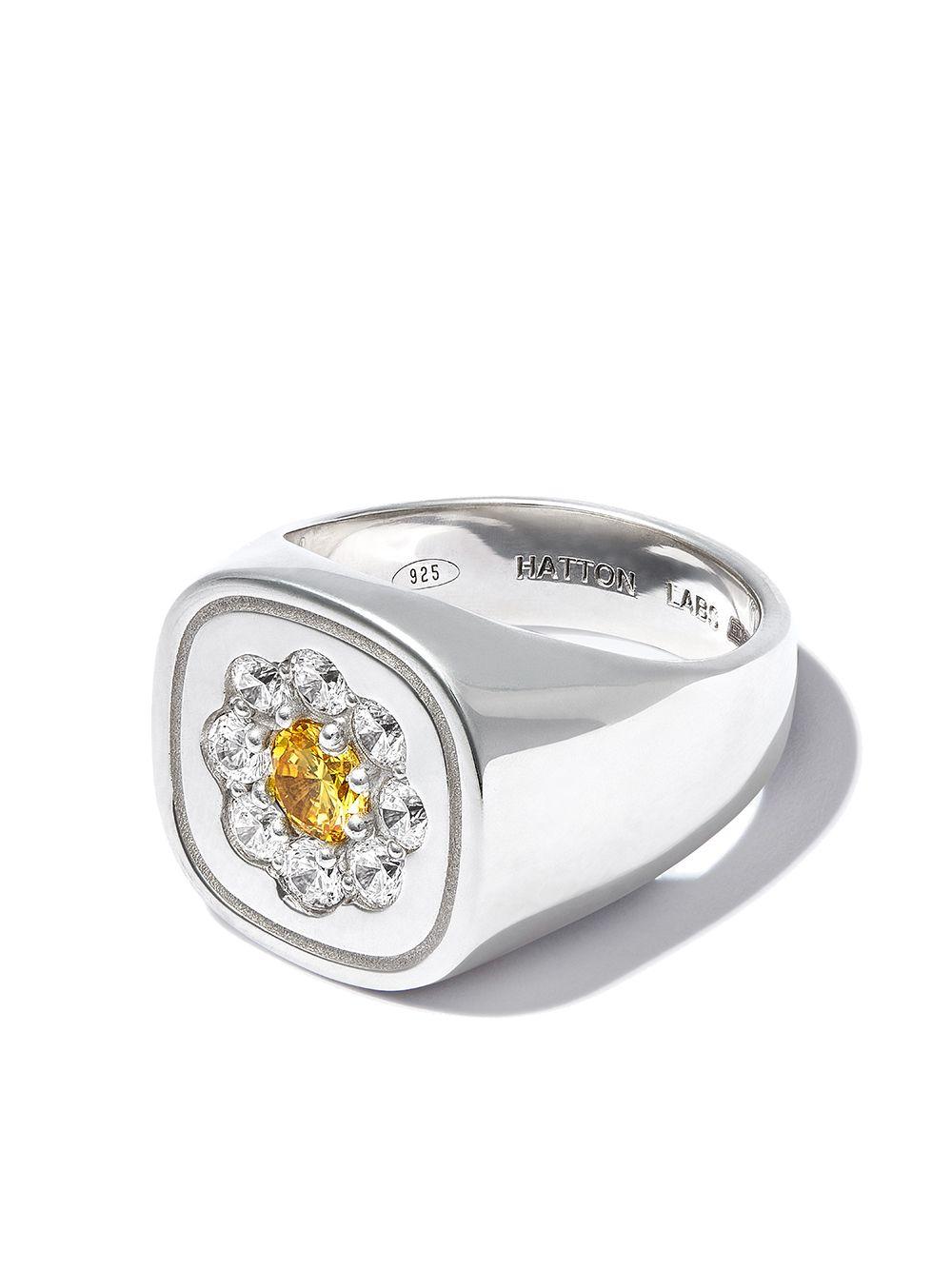Hatton Labs Floral Crystal-embellished Signet Ring in White for Men