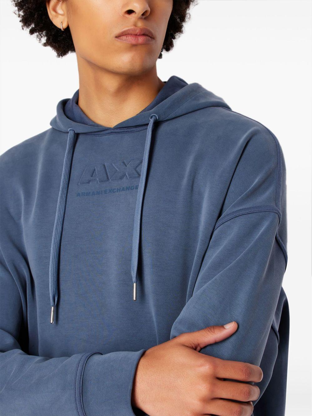 Armani Exchange Logo embossed Hoodie in Blue for Men Lyst UK
