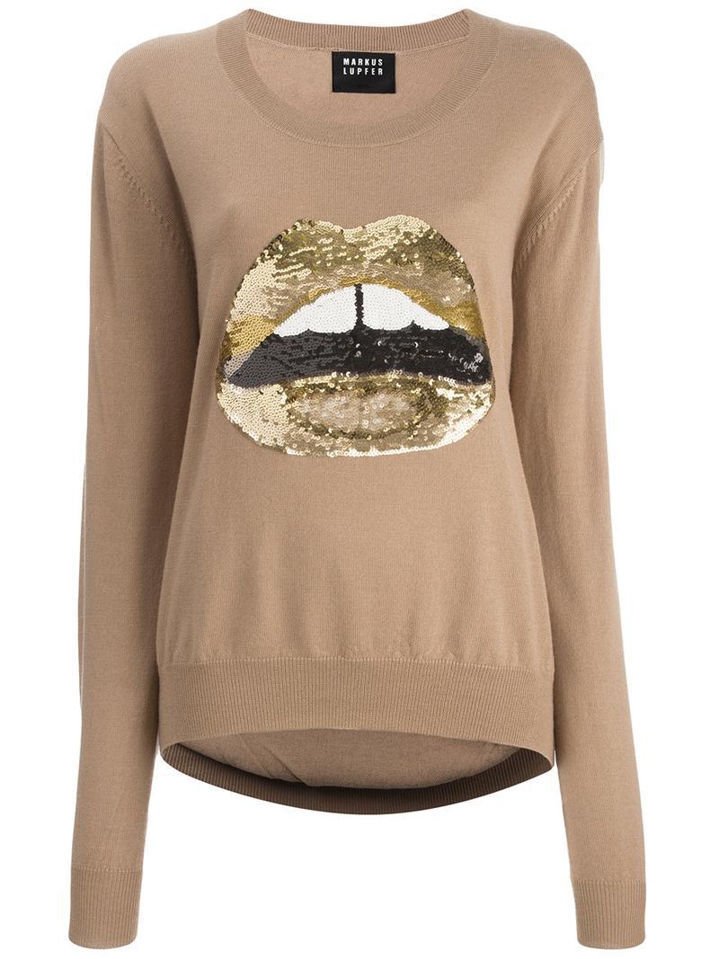 Markus Lupfer - 'gold Lips' Sweater - Women - Merino - S in Brown - Lyst
