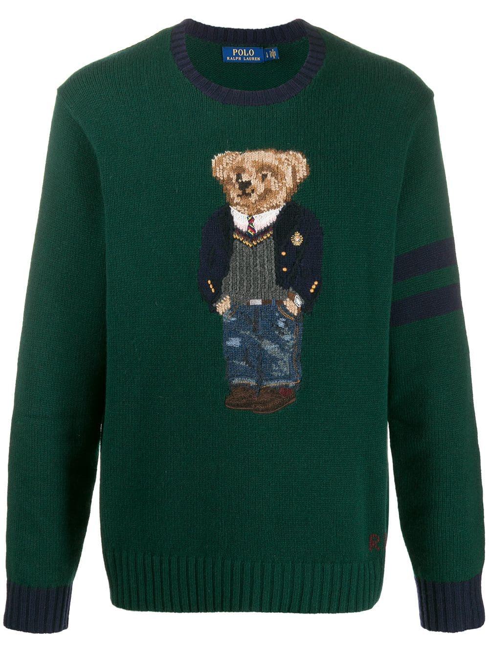Polo Ralph Lauren Wool Knitted Teddy Jumper in Green for Men | Lyst