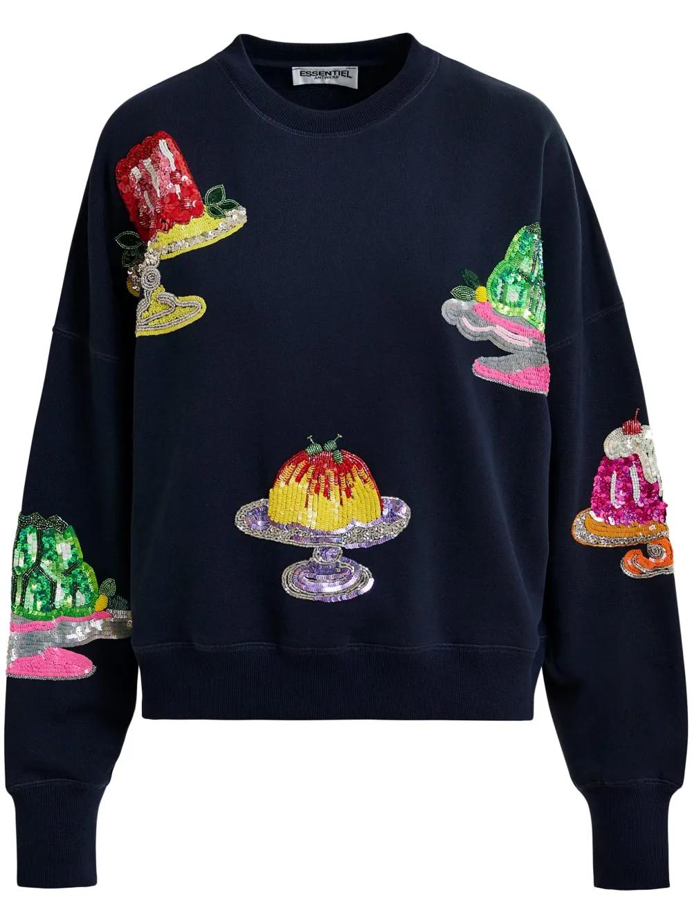 Sequin Sweatshirt Sweatshirt Essentiel Antwerp Navy Blue Organic