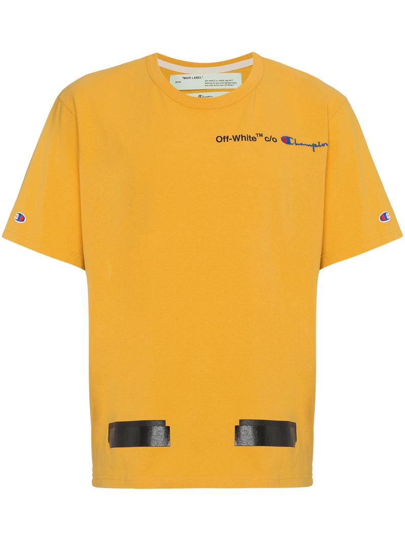 Renunciar colchón espada Off-White c/o Virgil Abloh X Champion Yellow T-shirt for Men | Lyst