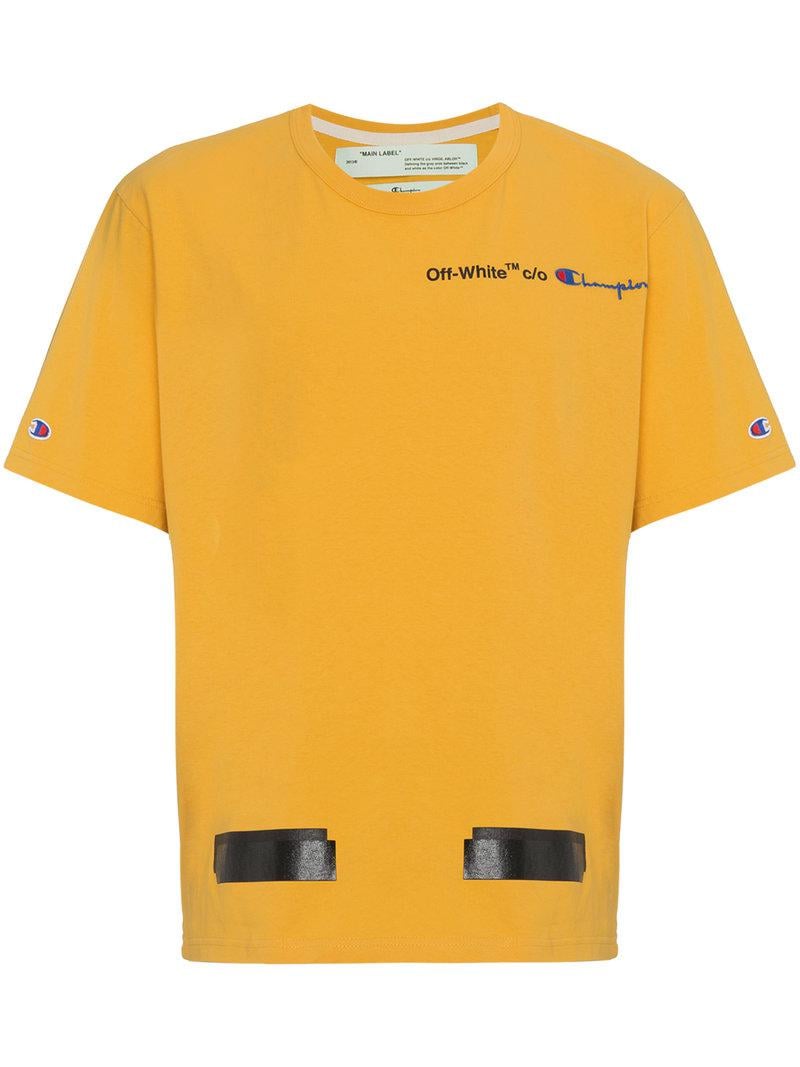 Off-White c/o Virgil Abloh X Champion Yellow T-shirt for Men | Lyst