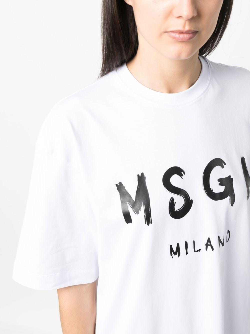 MSGM Logo-print T-shirt Dress in White