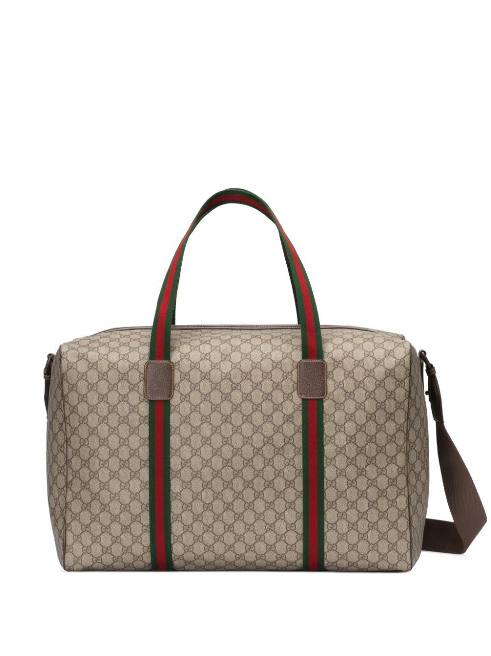  Gucci Duffle Brown Signature Guccissima Large Canvas Leather Travel  Luggage NEW