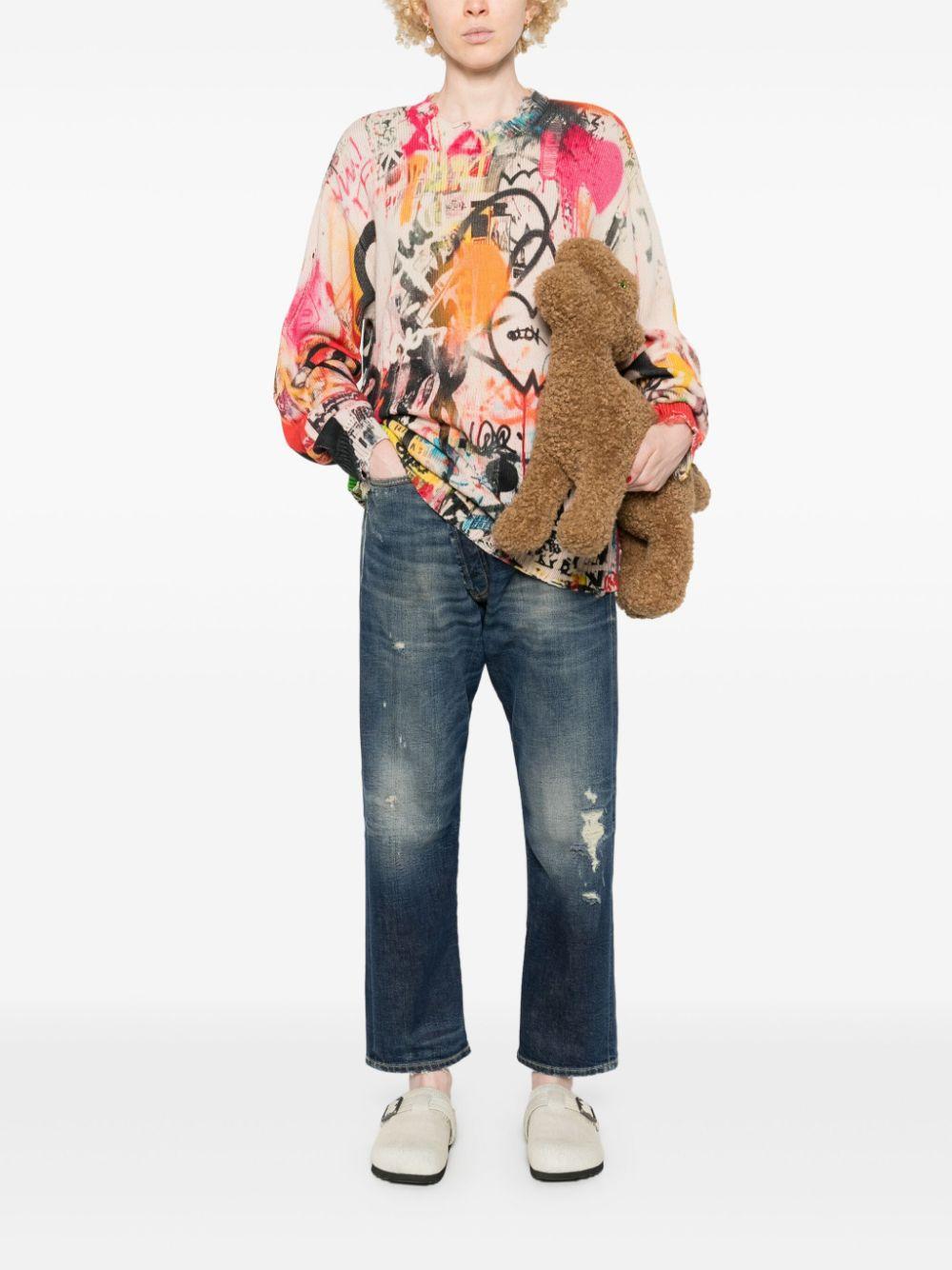 R13 Printed Boyfriend Sweater in Red | Lyst