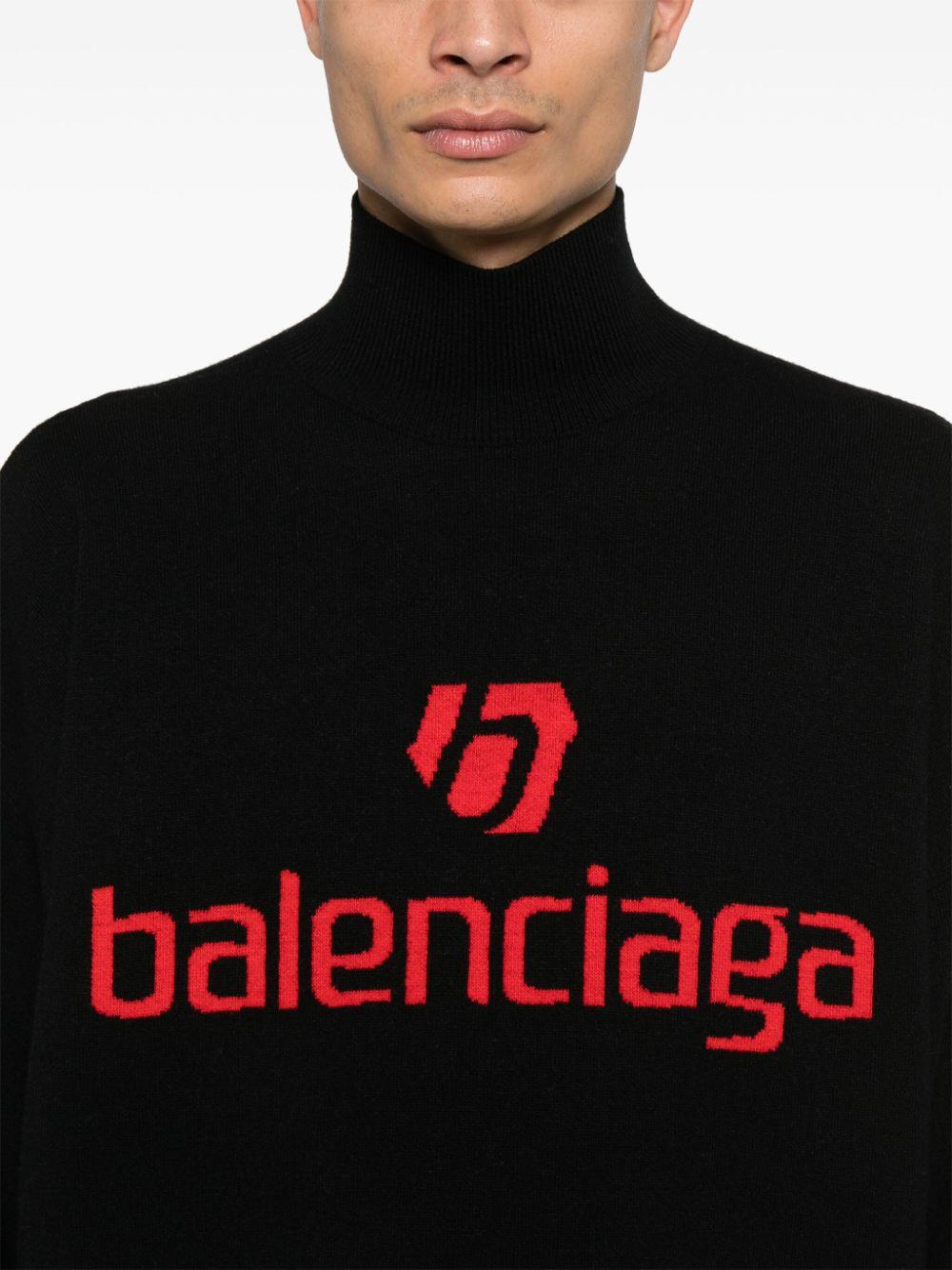 Balenciaga メンズ ブラック ハイネック ロングスリーブ スキートップ  