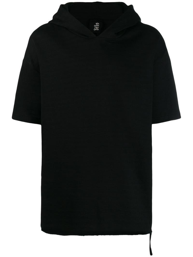 Thom Krom Short-sleeve Hooded Sweatshirt in Black for Men - Lyst