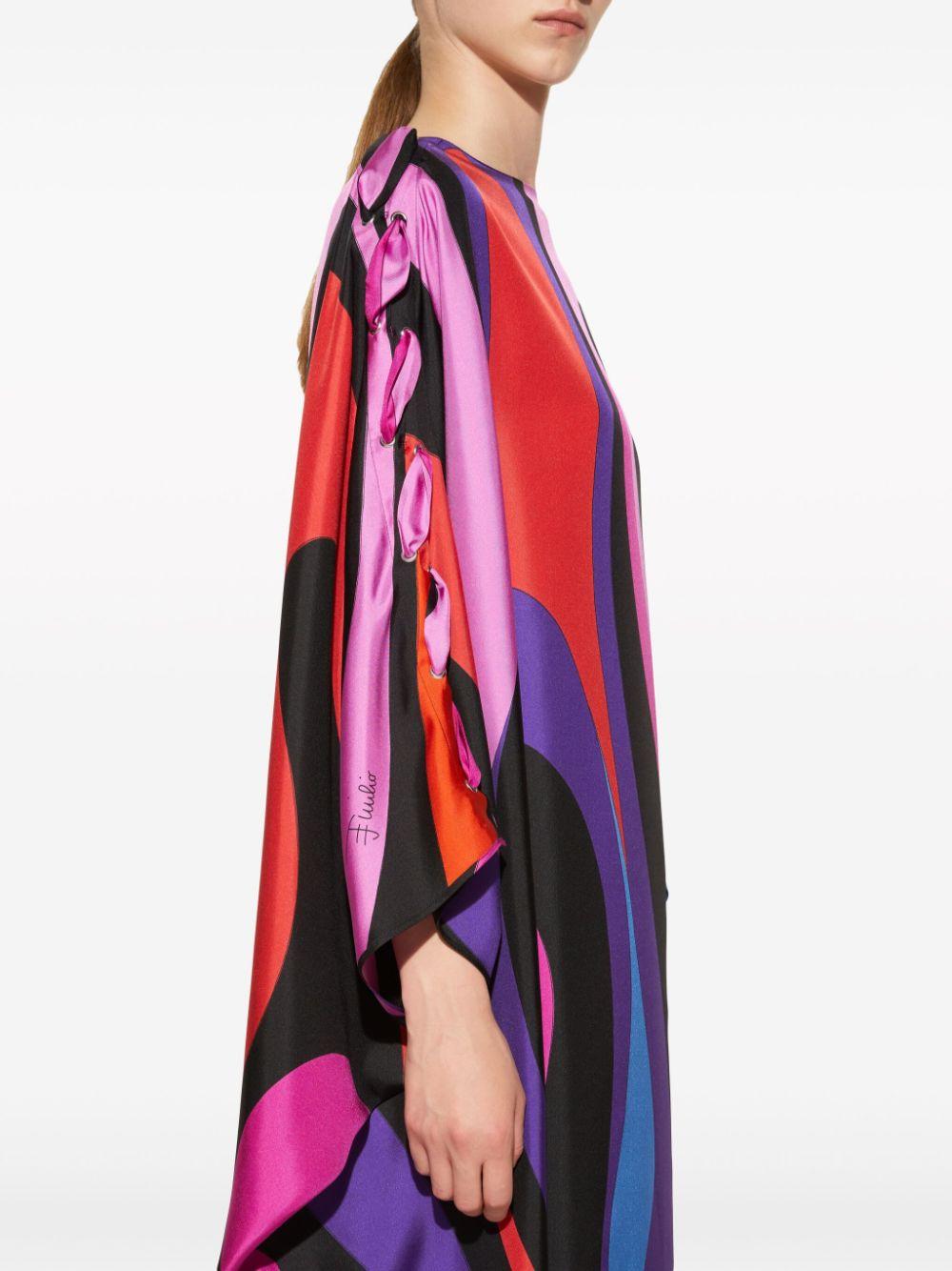 EMILIO PUCCI イタリア製 シルク 七分袖 ラップドレス EMILIO PUCCI イタリア製 シルク 七分袖 ラップドレス