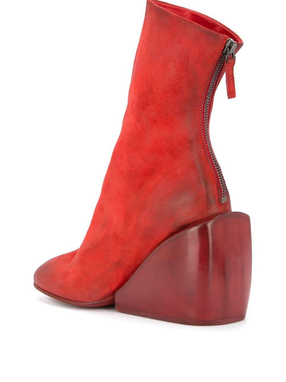 red wedge boots