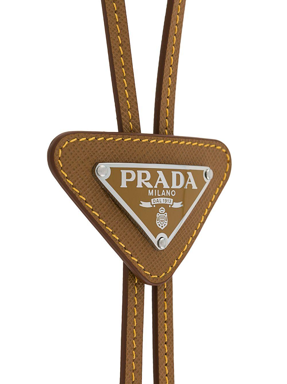 Prada Logo-plaque Saffiano-leather Bolo Tie in Black for Men