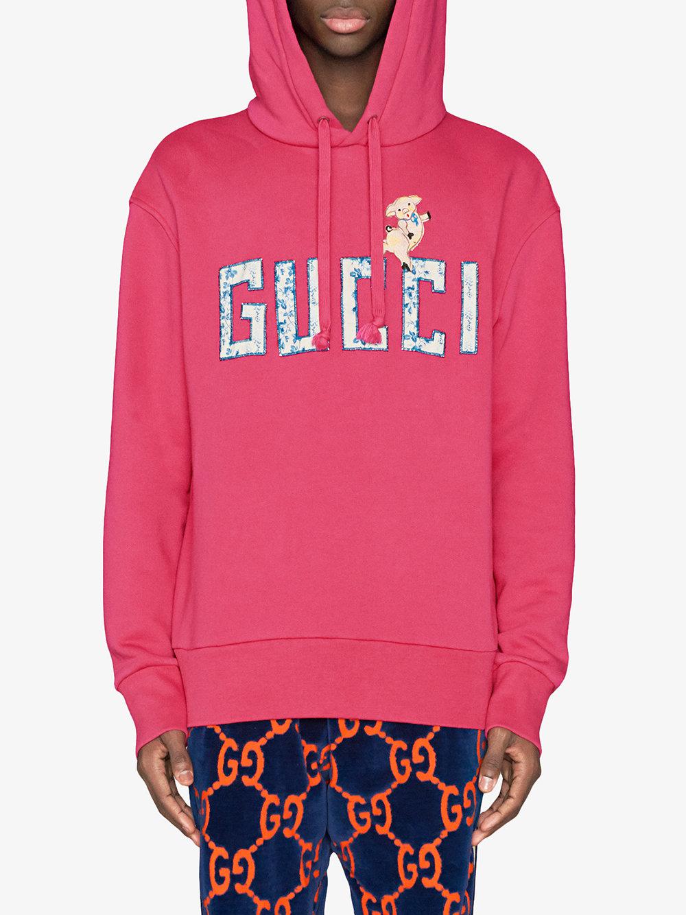 pink mens gucci hoodie