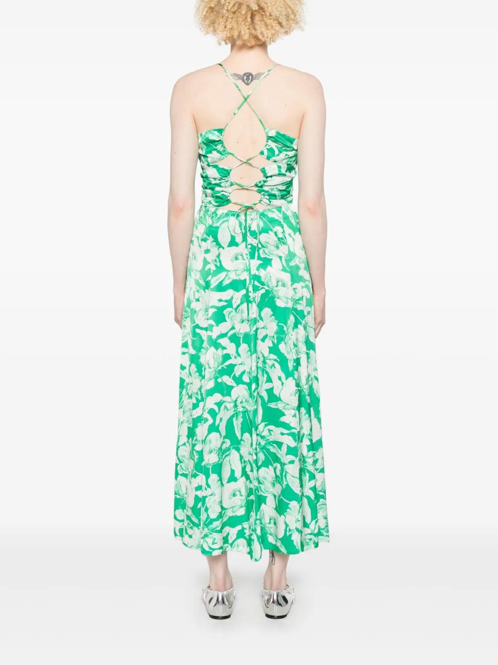 Maje Floral-Print Midi Dress in Green | Lyst UK