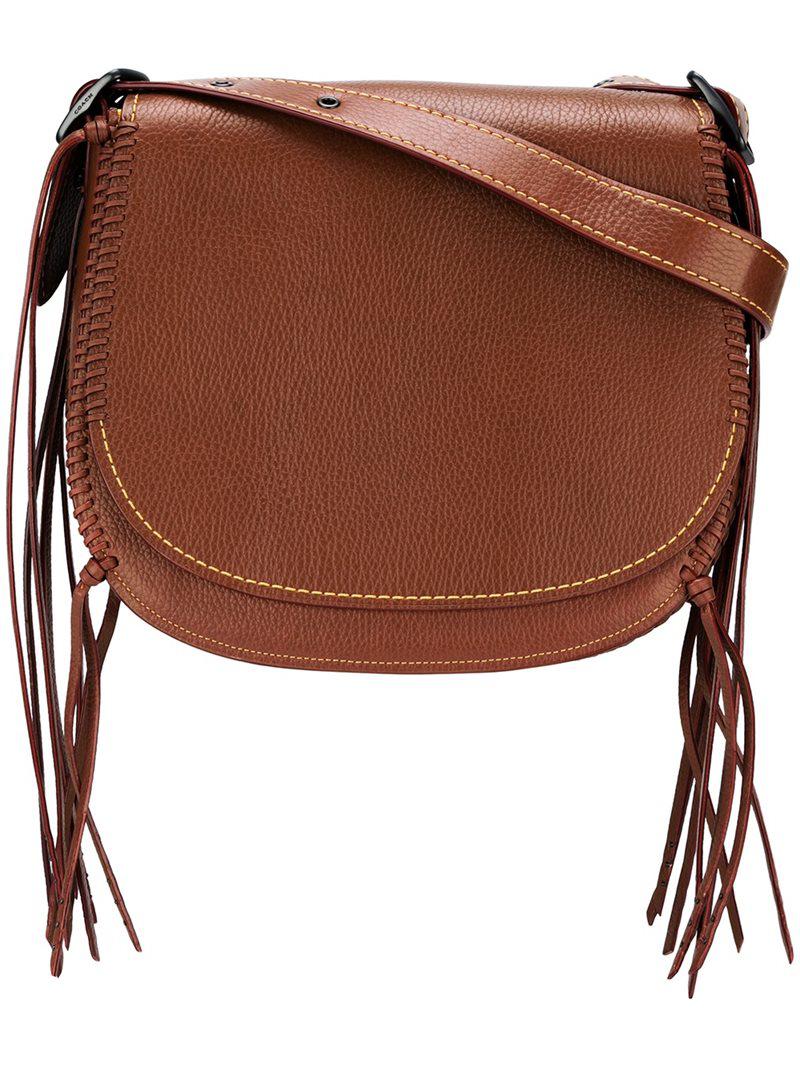 COACH Saddle Leather Cross-Body Bag in Brown - Lyst