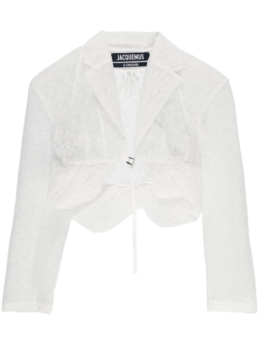 Jacquemus La Veste Dentelle Lace Bolero Jacket in White | Lyst