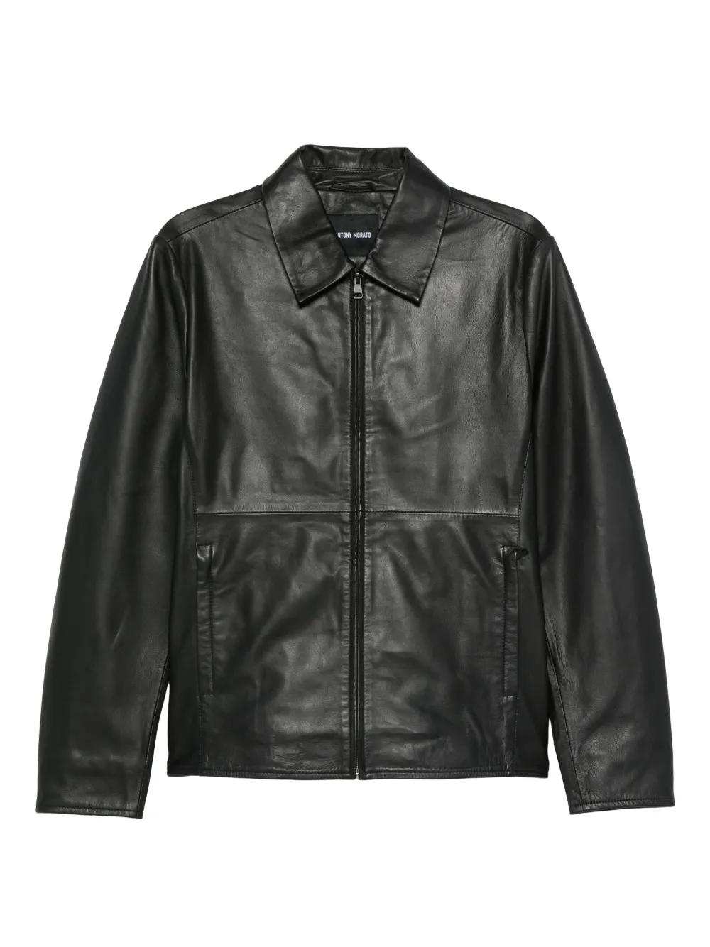 Antony Morato Zip-Up Leather Jacket in Black for Men | Lyst